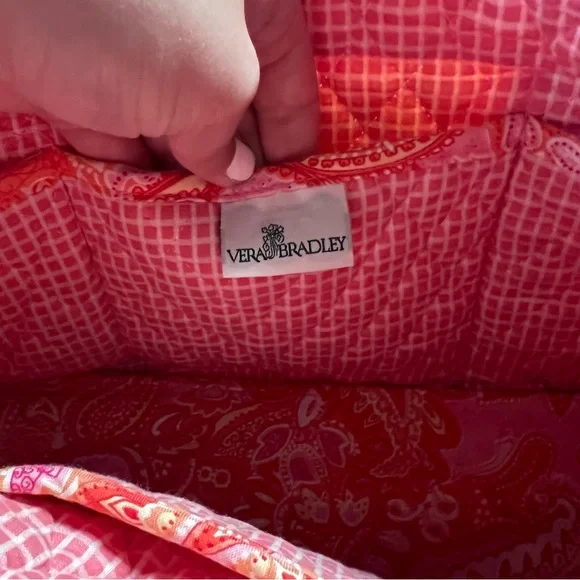 Vera Bradley Retired Pink Sherbert Paisley Zippered Tote Bag - Picture 5 of 6
